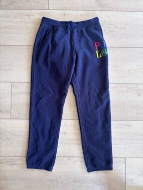 Polo by Ralph Lauren Navy Fleece Jogger Sweatpants Multicolor Logo L (14-16)